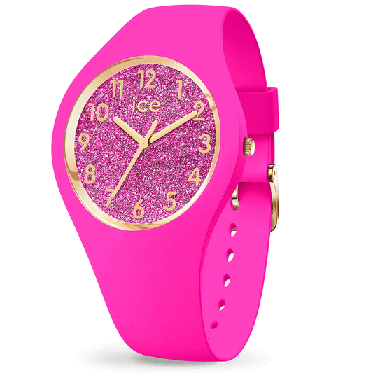 Ice Glitter Fuchsia Rubber Strap