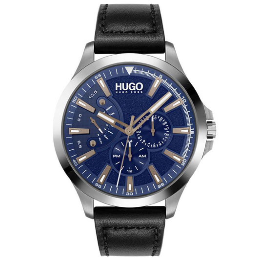 Hugo Boss Leap Black Leather Strap