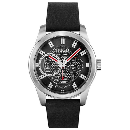 Hugo Boss Skeleton Black Leather Strap