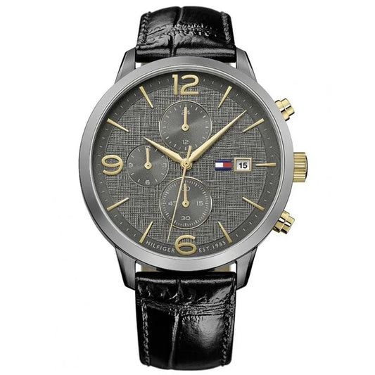 Tommy Hilfiger Liam Dual Time Black Leather Strap
