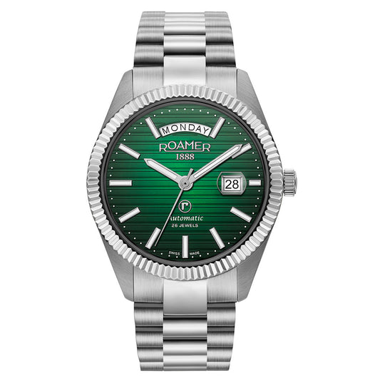 Roamer Primeline Daydate II Silver Stainless Steel Bracelet