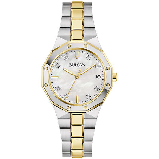 Bulova Prestige Diamond Accent Ladies Two Tone Stainless Steel Bracelet