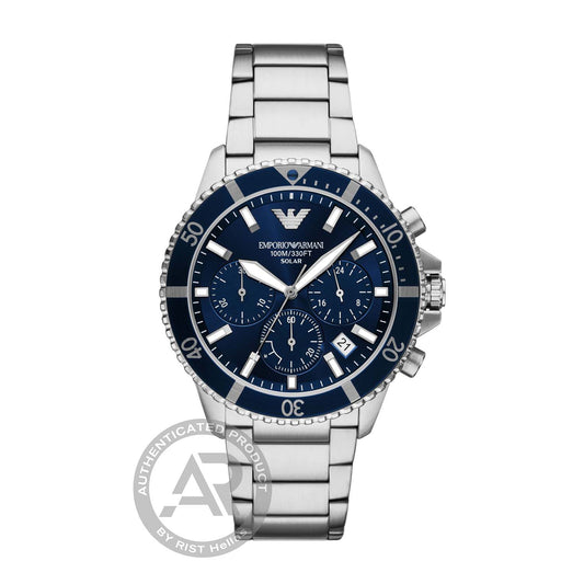 Emporio Armani World Explorer Chronograph Silver Stainless Steel Bracelet