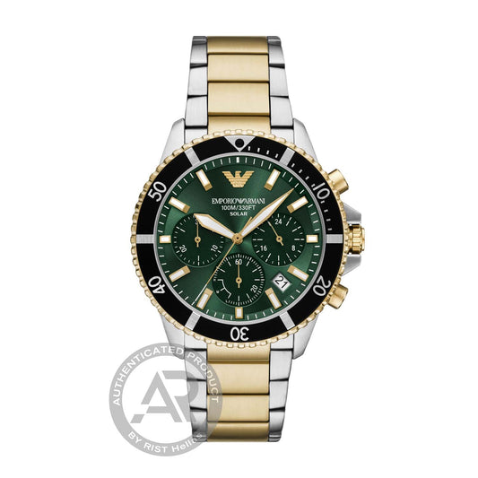 Emporio Armani World Explorer Chronograph Two Tone Stainless Steel Bracelet