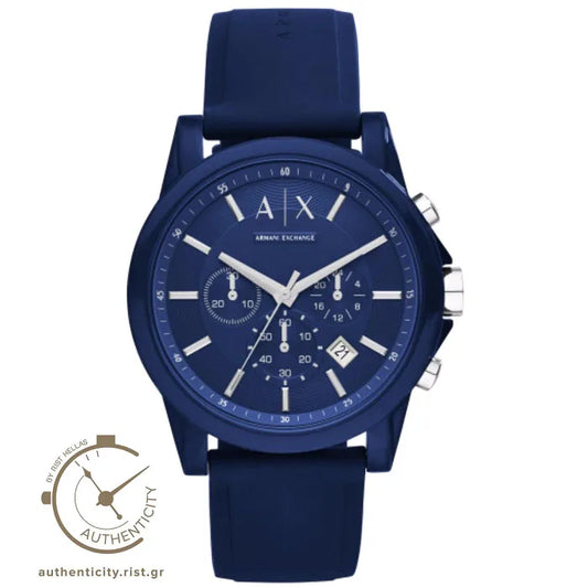 Armani Exchange Outerbanks Chronograph Blue Rubber Strap