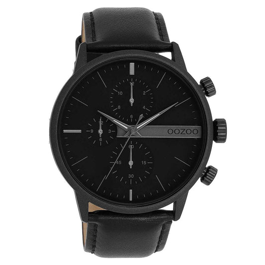 Oozoo Timepieces Black Leather Strap