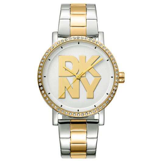 DKNY Soho Logo Two Tone Stainless Steel Bracelet