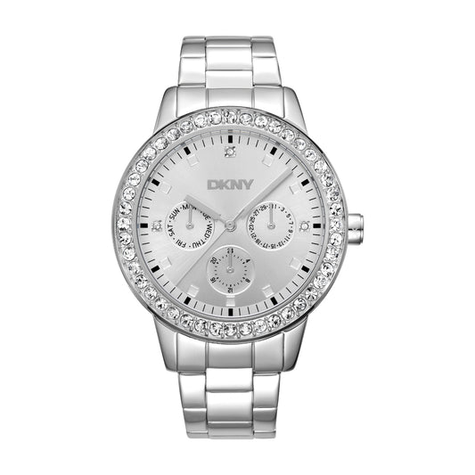 DKNY Parsons Multi Glitz Multifunction Silver Stainless Steel Bracelet