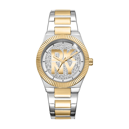 DKNY Logo Two Tone Stainless Steel Bracelet