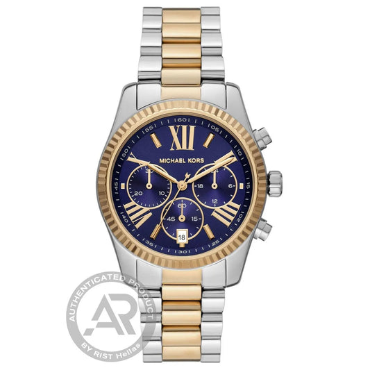 Michael Kors Lexington Crystals Chronograph Two Tone Stainless Steel Bracelet