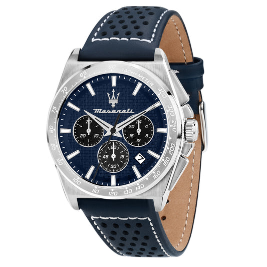Maserati Velocita Chronograph Blue Leather Strap