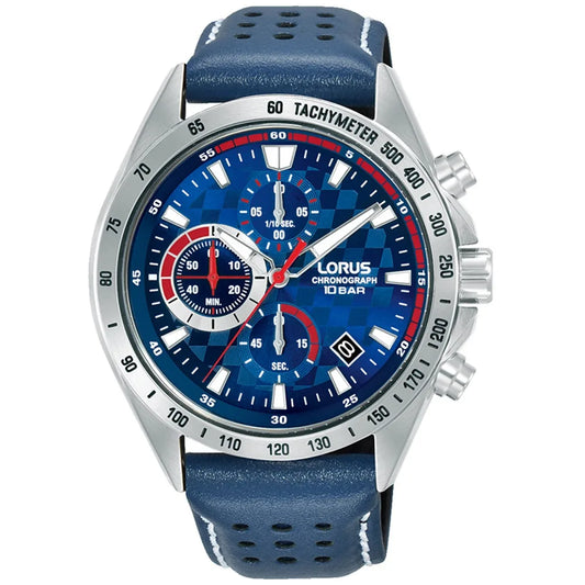 Lorus Sports Chronograph Blue Leather Strap