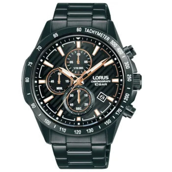 Lorus Sports Chronograph Black Stainless Steel Bracelet