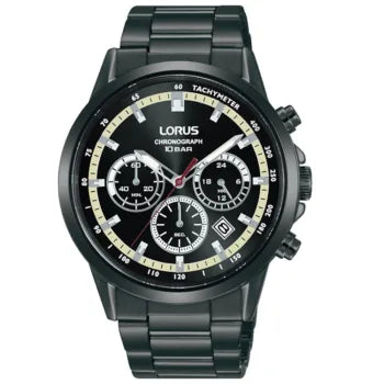 Lorus Sports Chronograph Black Stainless Steel Bracelet