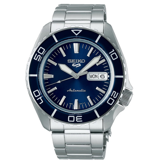 Seiko 5 Sports SKX–SNZH5 Bluetone Redux Automatic Silver Stainless Steel Bracelet