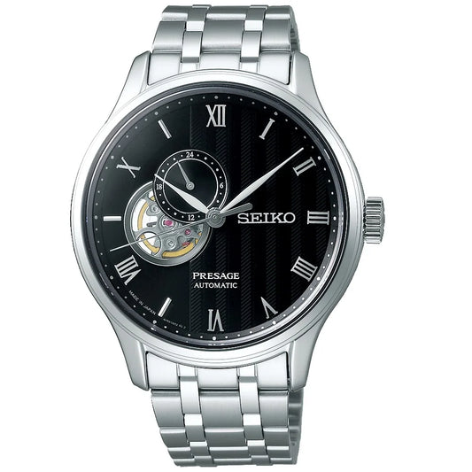 Ρολοί ανδρικό Seiko Presage Automatic SSA377J1 με μπρασελέ και μαύρο καντράν