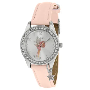 Tikkers Girls Light Pink PU Strap Fairy καντράν & Star Charm Watch TK0189