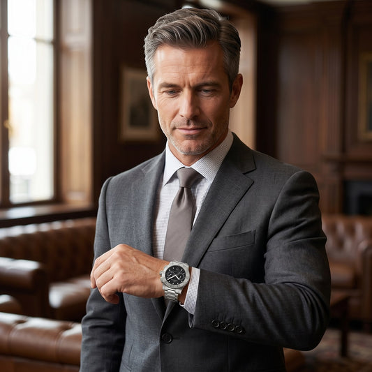 Ανδρικό Ρολόι Corum Romvlvs Chronograph Ασημί με Μαύρο Καντράν και Μεταλλικό Μπρασελέ