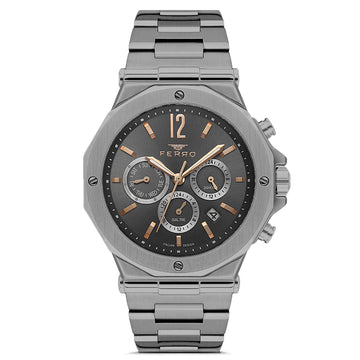 Ferro Multifunction Charcoal  Stainless Steel Bracelet