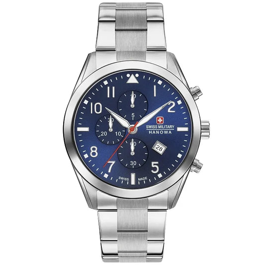 Ρολόι ανδρικό Swiss Military Helvetus 06-5316.04.003 Chrono με μπρασελέ και μπλε καντράν