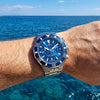 Ρολόι ανδρικό Edox Delfin Chronograph 10112-3BUM-BUIN με μπρασελέ και μπλε καντράν