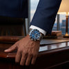 Ρολόι ανδρικό Edox Delfin Chronograph 10112-3BUM-BUIN με μπρασελέ και μπλε καντράν