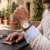 Ρολόι ανδρικό Edox Delfin The Original 1973 Chronograph 10118-3M-AIN με μπρασελέ και λευκό καντράν