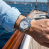 Ρολόι ανδρικό Edox Delfin The Original 1973 Chronograph 10118-3M-AIN με μπρασελέ και λευκό καντράν