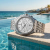 Ρολόι ανδρικό Edox Delfin The Original 1973 Chronograph 10118-3M-AIN με μπρασελέ και λευκό καντράν