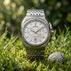 Ρολόι ανδρικό Edox Delfin The Original 1973 Chronograph 10118-3M-AIN με μπρασελέ και λευκό καντράν