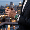 Ρολόι ανδρικό Edox Delfin The Original 1973 Chronograph 10118-3M-VIN με μπρασελέ και πράσινο καντράν