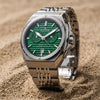 Ρολόι ανδρικό Edox Delfin The Original 1973 Chronograph 10118-3M-VIN με μπρασελέ και πράσινο καντράν