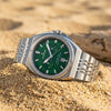 Ρολόι ανδρικό Edox Delfin The Original 1973 Chronograph 10118-3M-VIN με μπρασελέ και πράσινο καντράν