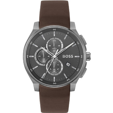 Ρολόι HUGO BOSS Peak Με Χρονογράφο Και Καφέ Δερμάτινο Λουράκι 1514187