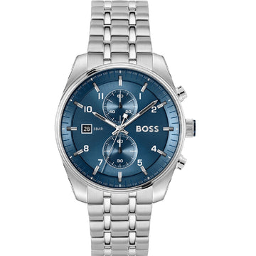 HUGO BOSS Skytraveller 44mm Chronograph Silver Stainless Steel Bracelet 1514216