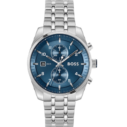 HUGO BOSS Skytraveller 44mm Chronograph Silver Stainless Steel Bracelet 1514216