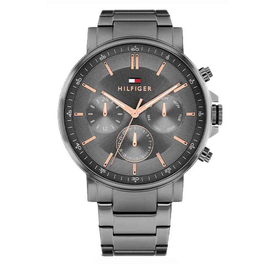 Ανδρικό Tommy Hilfiger Multifunction gunmetal ατσάλινο ρολόι με γκρι καντράν