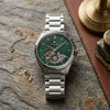 Ανδρικό Tommy Hilfiger Automatic ασημί ατσάλινο ρολόι με πράσινο skeleton καντράν