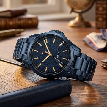 Ρολόι Ανδρικό Tommy Hilfiger Μπλε με Χρυσές Λεπτομέρειες 1710742