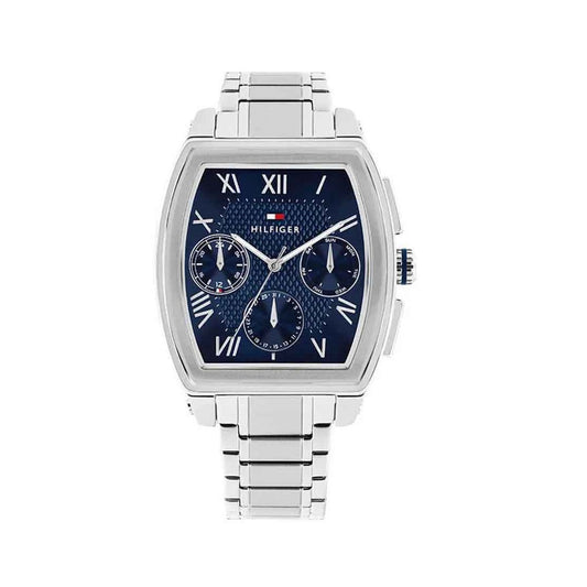 Tommy Hilfiger Ανδρικό Ρολόι Πολυλειτουργικό Ασημί με Μπλε Καντράν 1710763