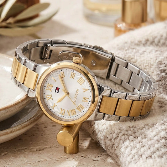 Ρολόι Γυναικείο Tommy Hilfiger Δίχρωμο με Λευκό Καντράν 1782903