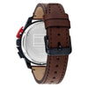 Ανδρικό Tommy Hilfiger Chronograph μπλε ρολόι με καφέ δερμάτινο λουράκι