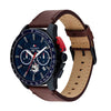 Ανδρικό Tommy Hilfiger Chronograph μπλε ρολόι με καφέ δερμάτινο λουράκι