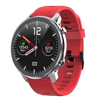 Ρολόι Smartwatch Ανδρικό Ασημί με Μαύρη Οθόνη και Κόκκινο Λουράκι Σιλικόνης 203070062