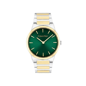 Calvin Klein Γυναικείο Ρολόι Δίχρωμο Ασημί & Χρυσό με Πράσινο Καντράν 25100114