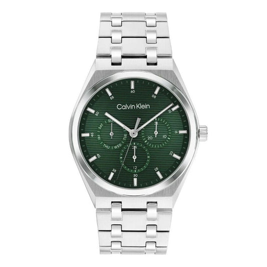 Calvin Klein Ανδρικό Ρολόι Ασημί με Πράσινο Καντράν & Πολυλειτουργία 25200521
