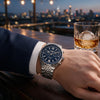 Ρολόι Ανδρικό Roamer Superior Chrono Swiss Made Ασημί με Μπλε Καντράν 508818_41_45_50
