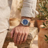 Ρολόι ανδρικό Edox Delfin The Original 1973 Automatic 80142-3M-BUIN με μπρασελέ και μπλε καντράν