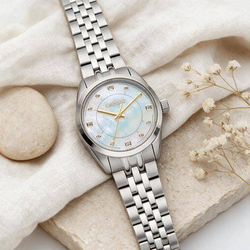 Breeze Γυναικείο Ρολόι με Ασημί Μπρασελέ και Mother of Pearl Καντράν