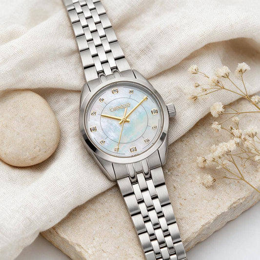 Breeze Γυναικείο Ρολόι με Ασημί Μπρασελέ και Mother of Pearl Καντράν